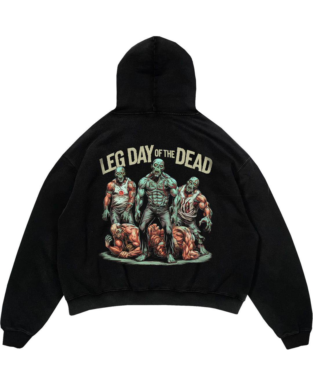 Jour de la jambe du sweat à capuche surdimensionné (backprint) mort