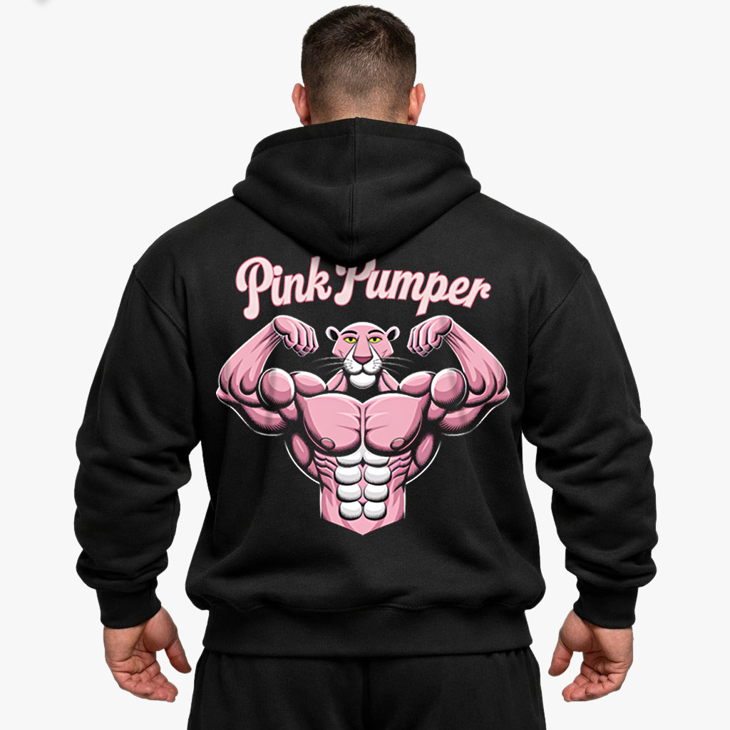 Sudadera con capucha de gran tamaño tipo jersey rosa (estampado en la espalda)