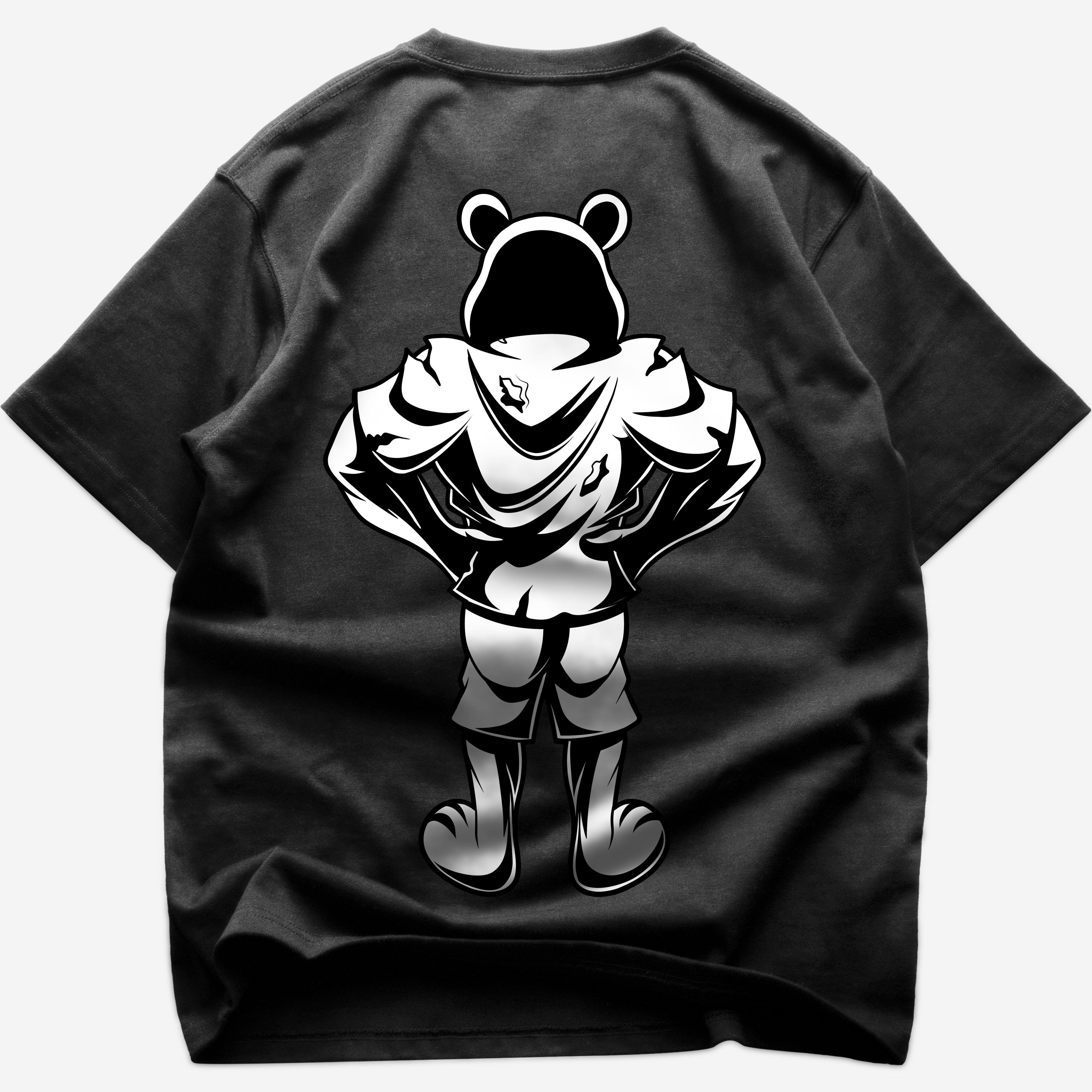 Bear (Backprint) B&WOversized Shirt