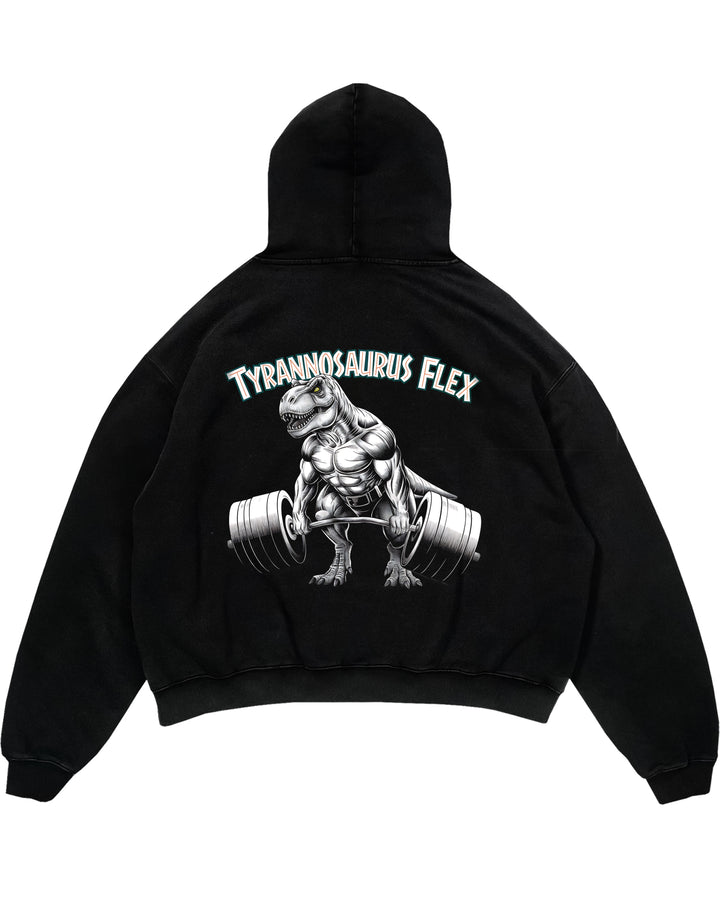 Sudadera con capucha extragrande Tyrannosaurus Flex (impresión trasera)